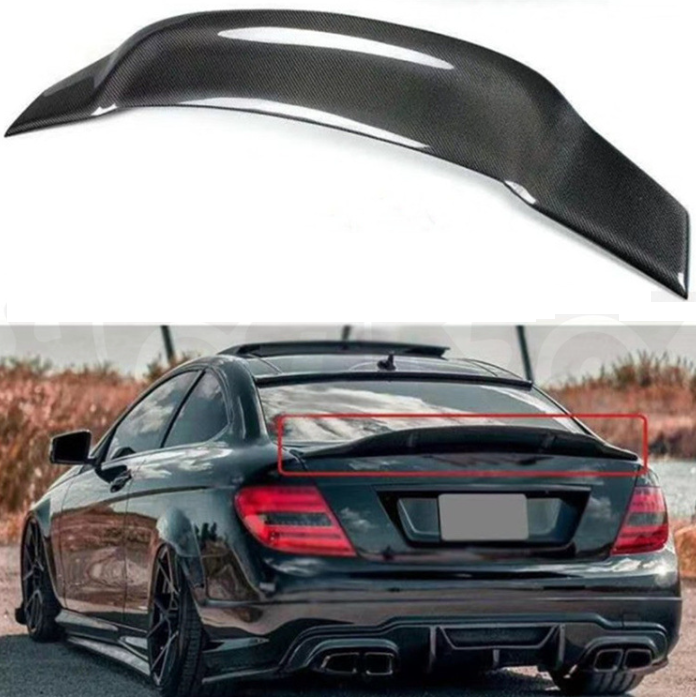 Fyralip Unpainted Black Polyurethane Trunk Lip Spoiler For Mercedes W204 C-Class Sedan