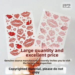 Autocollants décoratifs <span class=keywords><strong>3D</strong></span> en strass pour le visage, dernières nouveautés pour la Saint-Valentin, maquillage atmosphérique, lèvres rouges en forme de cœur, diamants en strass scintillants - Product Image 2