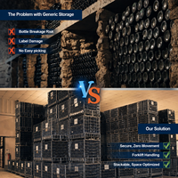 Conteneur en treillis métallique galvanisé pliable, empilable et durable, personnalisé pour le stockage en cave à vin, mobile et compatible avec les chariots élévateurs