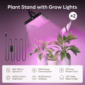 Étagère d'intérieur en <span class=keywords><strong>bois</strong></span> pour plantes avec support pour fleurs parfumées Support pour pots de fleurs en métal Roue verrouillable pour lampes de culture - Product Image 5