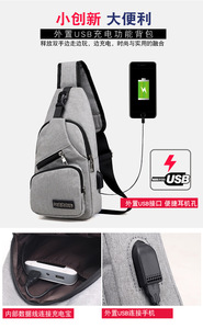 Bolso de Pecho y Hombro de Nylon para <span class=keywords><strong>Hombre</strong></span>, Diseño Deportivo Casual Multifuncional con USB, Nuevo 2025 - Venta Directa de Fábrica 33*16 - Product Image 3