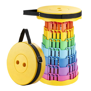 IYOCA Telescopic Camping <b>Stool</b> <b>Adjustable</b> <b>Height</b> Portable Folding Outdoor <b>Stool</b> Round Plastic Lightweight Hiking Fishing - Product Image 5