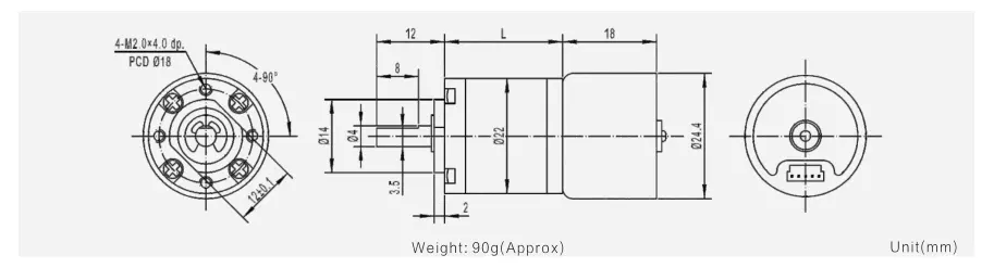 12V 24V TEC2418 고성능 전동기 무브러시 높은 토크 변속기 모터 2mm 갱구 마이크로 보충 모터