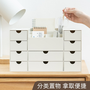 Desktop Multi Functional Storage Box With Compartments For Cosmetics Jewelry Accessories White Rectangle Standing Type - Product Image 4