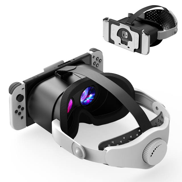 Immersive VR Gaming Glasses for Switch OLED, 3D HD Display with Adjustable Head Strap & Eye Protection, Foldable Portable Design