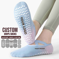 Chaussettes de yoga à lanières croisées de haute qualité, design personnalisé, pour femmes, chaussettes de Pilates, chaussettes de danse antidérapantes, vêtements d'entraînement de danse, chaussettes personnalisées