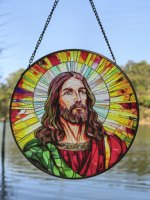 Attrape-soleil Art Déco en vitrail Mary Jesus, 8 pouces, fait main, décoration murale et de fenêtre pour intérieur, maison et jardin, cadeau d'anniversaire