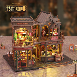 Letter Coffee <b>DIY</b> Miniature House 1:18 Scale Wooden Model Assembly <b>Kit</b> For Youth Bookstore Coffee Shop Theme - Product Image 3