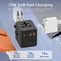 Adaptateur de voyage universel Wontravel avec logo personnalisé, prise 3AC, 25W GaN PD, multi-prises 7 en 1 pour ordinateur portable et appareil photo