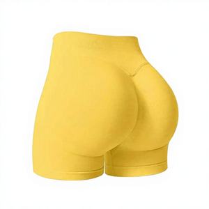 Pantalones Cortos Deportivos para Mujer, Cintura Alta, Tejido de Punto, Spandex, Poliéster, Ajuste Delgado, Ligeros, Teñido Liso, para Todas las Estaciones - Product Image 1