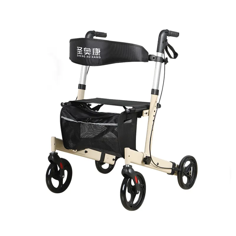 Toptan fiyat alüminyum Rollator Walker hafif Rollator Footrest ile yaşlı alüminyum Rollator için