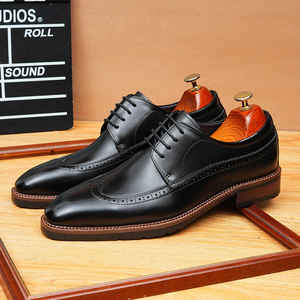 รองเท้าผู้ชายหนังแท้สไตล์อังกฤษหัวแหลม, รองเท้าทางการผ้าปักตกแต่งสีวาดมือลำลองอเนกประสงค์ - Product Image 6