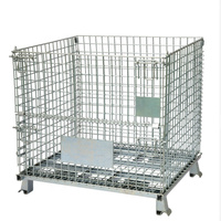 Conteneur pliable en treillis métallique Aceally avec roues de 5 pouces, galvanisé à chaud, capacité de 500 kg, certifié ISO9001/CE pour entrepôt