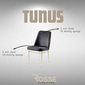 Chaise de salle à manger rembourrée Rosse moderne avec pieds en acier inoxydable et assise en tissu noir, origine Turquie, meubles pour la maison - Product Image 3
