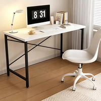 Escritorio de Computadora Moderno de Metal de 100x50cm con Superficie de Madera para Oficina en Casa