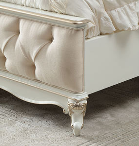 ベルサイユフランスの宮殿スタイルのダブルベッド無垢材チェスターフィールド彫刻生地ベッドヨーロッパスタイルの寝室の結婚式のベッド - Product Image 5