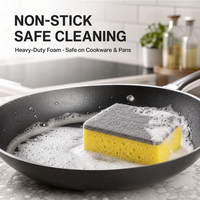 Éponge de cuisine double face en polyester, non abrasive, pour la vaisselle, personnalisable OEM, multicolore, durable, pour la maison