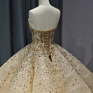 Jancember 6606 cristal strass doré Empire robe de bal robes de soirée - Product Image 6