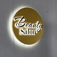 Enseigne murale pour salon de beauté, enseigne lumineuse circulaire rétroéclairée à LED pour affichage de marque en magasin ou boutique