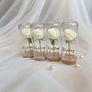 أفضل هدايا للحفلات أنبوب زجاجي فارغ من البوروسيليكات العالي مع سدادة فلين، قبة زجاجية على شكل وردة كهدايا وتذكارات لضيوف حفل الزفاف - Product Image 6