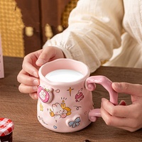 Mug en céramique Lelyi motif ours et lapin mignons, écologique, compatible lave-vaisselle et micro-ondes, pour couple, petit-déjeuner au bureau