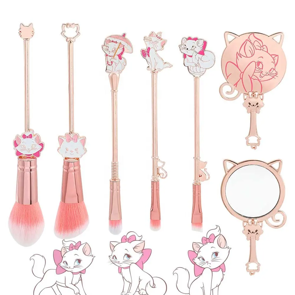 Cartoon Character Marie Cat The AristoCats Makeup Brushes Set Pink Rose Gold Blush Eye Shadow Brush For Girls Gift