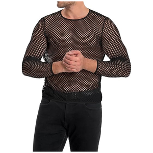 Camiseta Deportiva Ajustada, 100% Poliéster, Ligera, Transpirable, de Secado Rápido, Manga Larga, con Malla Transparente para Hombre - Product Image 2