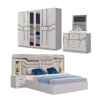 Ensemble de meubles de chambre à coucher au design moderne, ensemble complet pour chambre, comprenant armoire, table de chevet et coiffeuse, vente en gros