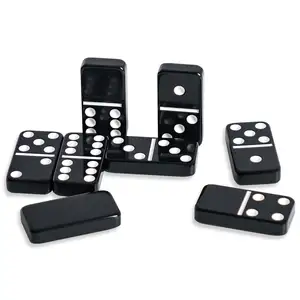 28pcs/Bag Black D6 Dominoes Game Set Custom Logo Melamine Matador All Fives Dominoes Tiles for Travel