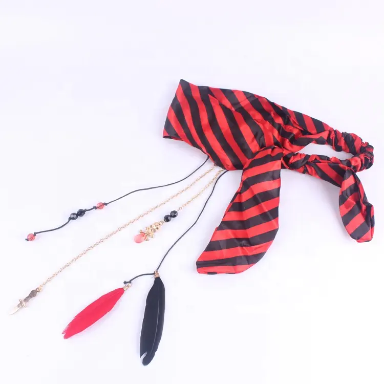 Pañuelo de pirata tradicional a rayas, Cinta ajustable para la cabeza, decoración para Halloween, accesorios para el cabello