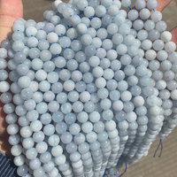 Vente en Gros de Perles en Pierre Naturelle Aigue-marine Bleue Calcédoine Citrine Quartz Teintées en Calcédoine Lâche de 6mm, 8mm, 10mm