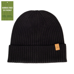 Chapeau à revers unisexe pour enfants, en fibre de bambou 100% de haute qualité, écologique et sain, tricoté jacquard côtelé vintage - Product Image 3