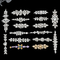 Chaîne de strass en cristal de verre en gros, motif floral, facettes, strass à coudre, applique, accessoires pour la tête, pour la danse, soirée