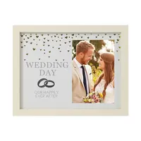 กรอบรูปที่ระลึกงานแต่งงานรูปหัวใจสีขาวกรอบรูปสีขาวและสีทองขนาด A4สำหรับเป็นของขวัญคู่