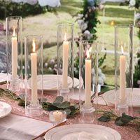 Supports de bougies en cristal, chandelier cylindrique haut, couvercle coupe-vent, décoration de mariage, centres de table, décorations de fête