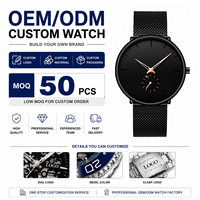 Montre à quartz pour homme CRRJU 2150 avec logo personnalisé, bracelet en acier inoxydable, design minimaliste, élégante, décontractée, pour affaires, OEM ODM