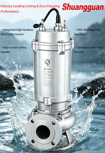 Pompa per acque reflue trifase DN 6 pollici WQ-QG 304 SS con lama di taglio anti-intasamento per il trattamento delle acque reflue industriali con flangia - Product Image 5