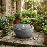 Petite fontaine d'eau électrique en résine pour intérieur et extérieur avec lumières dansantes, design Feng Shui, fonction relaxante