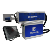 Machine de marquage laser CO2 automatique DEMAC 30W 40W 60W pour films plastiques, bouteilles, boîtes, panneaux en bois, verre, impression de date, logo, code-barres, QR code.