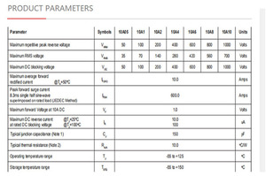 Diodes redresseuses en silicium 10A10 Aiode 10A 1000V 10A10/10A8/10A6/10A4-R6 Diode redresseuse Originale Neuve - Product Image 4
