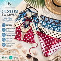 Bikini Segitiga Motif Polkadot Wanita Trendi Laris Manis 2 Potong Set Logo Kustom Berhias Manik-Manik Pakaian Renang Seksi