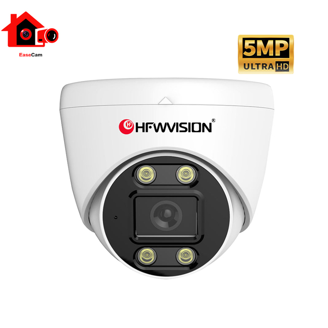 Quick Delivery Hik Compatible POE IP Camera 5MP Full Color Audio Metal Dome Wide Angle Human Detection-IP66 Turret PoE Camera