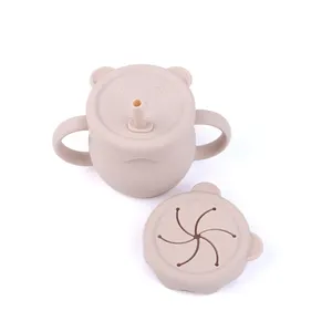 new arrived bpa free food grade silicone honey bear training straw cup for babies