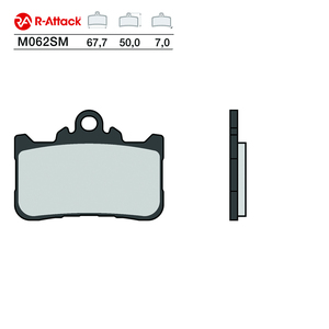 ผ้าเบรกมอเตอร์ไซค์ R-Attack M062SM ขนาด 67.7x50.0x7.0 มม. แบบ Sintered สำหรับล้อหน้า ได้รับการรับรองมาตรฐาน R90 ผลิตจากทองแดง - Product Image 1