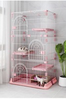 Vente en gros de cages à poules en acier inoxydable, enclos pour lapins, grande cage en métal pour chats d'extérieur, cage à chats à trois étages