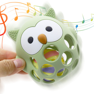 Jouets de dentition sensoriels personnalisés, <span class=keywords><strong>hochet</strong></span> doux, jouets de dentition en silicone pour bébés, sans BPA, qualité alimentaire, design de boule creuse, risque d'étouffement - Product Image 2
