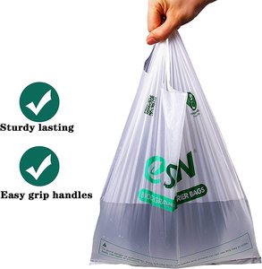 Bolsas de Camiseta Biodegradables de PLA con Asas, Bolsas de Compras de Plástico Compostables para Supermercados, Empacadas en Cajas - Product Image 1