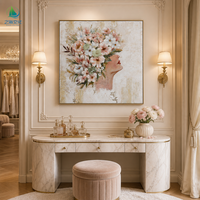 Peinture murale florale moderne et colorée au design unique sur toile avec cadre en bois pour la décoration de la maison