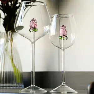 高外观创意可爱玫瑰氛围波尔多白酒杯红酒杯女孩礼品盒