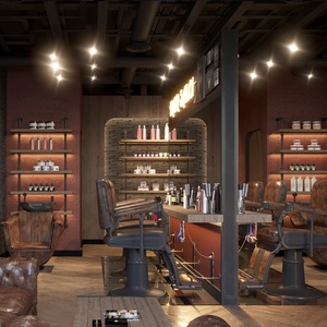Luxury Style Barber Shop Interior Design Customized Men Salon Store Display Furniture Dero Solid Wood Barber Stations - Product Image 1